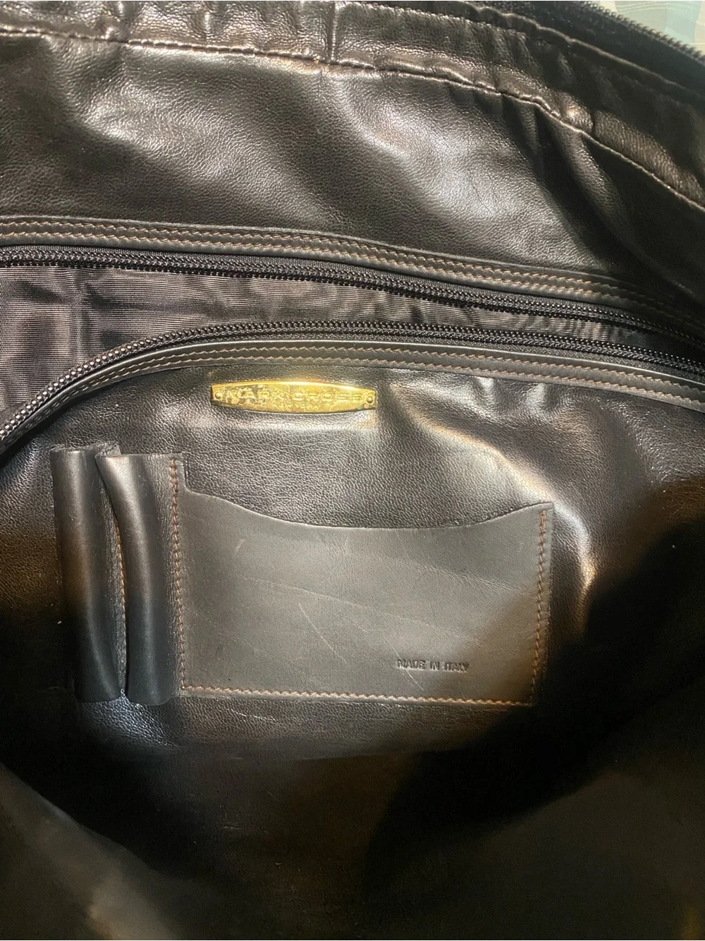Vintage Mark Cross Italian Leather Classic Black Briefcase with lock and keys